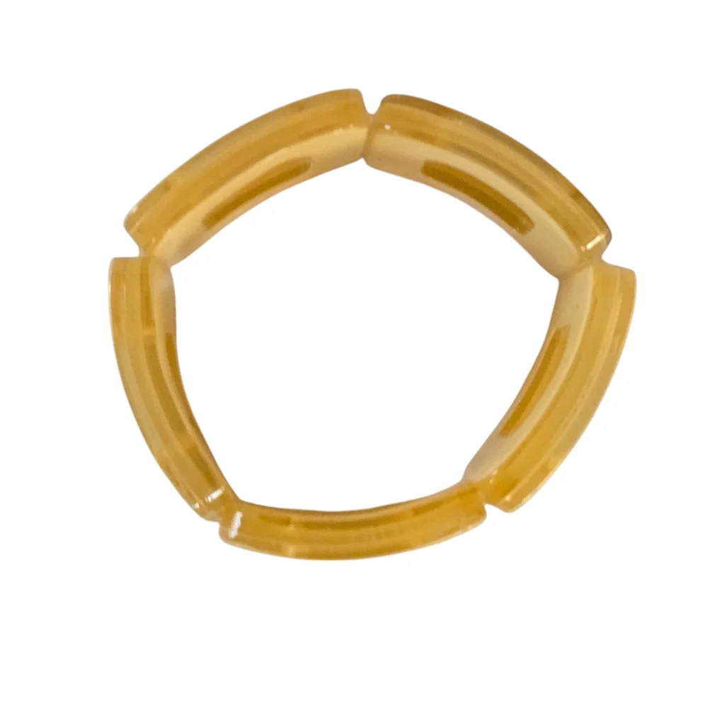 Vintage-Style Butterscotch Resin Stretch Bracelet Geometric Wide Cuff